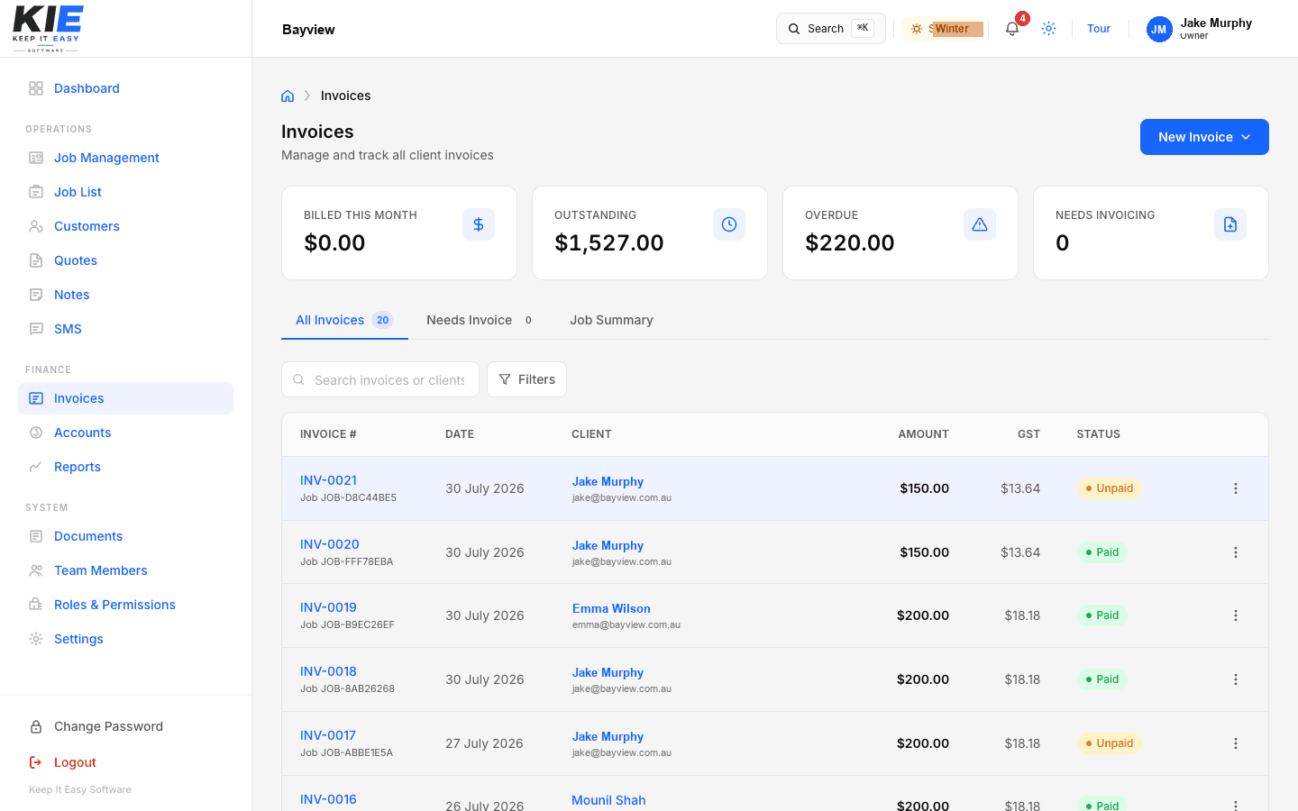 Keep It Easy invoices